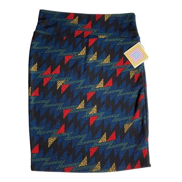 LulaRoe Cassie Pencil Skirt Blue Geo Pattern‎ NWT WMN'S SZ L - Picture 1 of 10